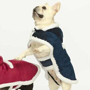 NEW Fitwarm Dog Coat Fleece Sherpa Hooded Blanket Coat Blue Size XL